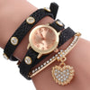 Rhinestone Heart Pendant Women Bracelet Quartz Wrist Watch