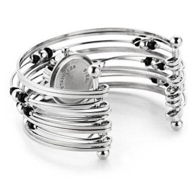 Fashionable Multi-Strand Rings Bangle Design Quartz Watch with Numerals and Dots Hour Marks for Female