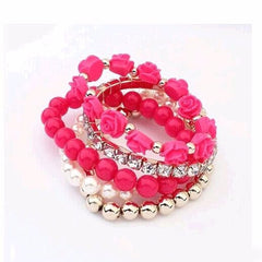 2016 hot sale European bracelet fashion mix beads bracelet stretch bracelet flower temperament bracelet Women Fashion Jewelry