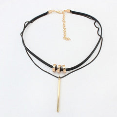New Fashion Retro Geometric star Pendant Collar Double chains leather simple choker necklace gift for women girl 122888