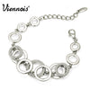 Viennois Rose Gold Silver Color Circles Bracelet &amp; Bangles for Woman Rhinestones Paved Double Layer Round Female Bracelets