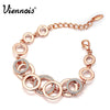 Viennois Rose Gold Silver Color Circles Bracelet &amp; Bangles for Woman Rhinestones Paved Double Layer Round Female Bracelets